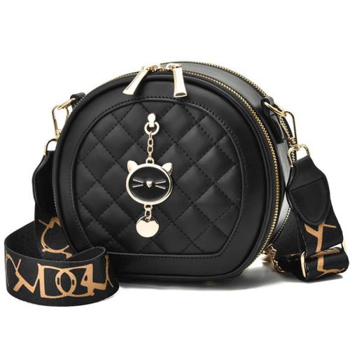 KBW451 New Women Bags Net Red Single Shoulder Bag Fashion Wide Shoulder Strap Rhombus Ladies Handheld Crossbody Small Round Bag