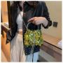 HR561 New Popular Bag for Women Drawstring Buckle Metal Tassel Sequin Dinner Clutch Bag Portable Crossbody Bucket Lipstick Bag