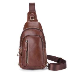 2024 Customized Logo Genuine Leather Chest Bag For Men Shoulder Messenger Purse