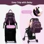 LOVEVOOK 2023 Durable Waterproof Quilted Baby Bag with Changing Pad & Pacifier Holder travel mommy diaper bag Maternity backpack