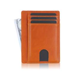 Custom brand Slim Minimalist Front Pocket RFID Blocking Leather Wallets for Men and Women Credit Card Holder