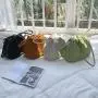 Korean Summer Women New Macaron Color Shoulder Bag Fashion PU Leather Handbag Soft Side Drawstring Pleated Small Square Bag