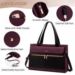 2023 LOVEVOOK Brand Design 2pcs fashion Leather shoulder bag Women tote bag ladies handbag and purses laptop briefcase with USB