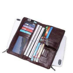 XL246 Multi-card Rfid Clutch Bag Large Capacity Ladies Coin Purse Hot Sell Card Holder Waxed Leather Double Zipper Coin Purse