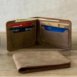 Custom Crazy Horse Men Card Holder Wallet Bifold Genuine Leather Carteras Mujer High Quality Cartera De Hombre