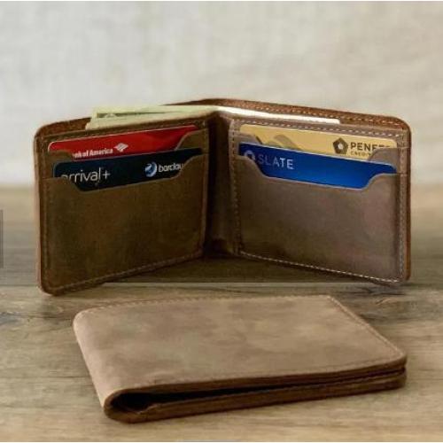 Custom Crazy Horse Men Card Holder Wallet Bifold Genuine Leather Carteras Mujer High Quality Cartera De Hombre