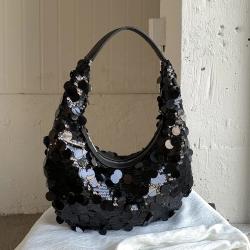 Luxury Silver Glitter Handbag PVC Sequins Decoration Shoulder Bag Two Colors Cheap Tote Bag Women's