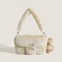 Fresh Sweet Fluffy Handbag 2024 New Women'S Bag Simple Cute Fluffy Solid Color Small Square Bag Shoulder Bag