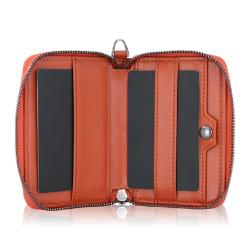 Personalized RFID Blocking Bifold Credit Card Holder with Zipper Coin Pocket High Quality Genuine Leather Small Card Wallet