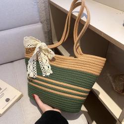 Fashion Hand-Woven Beach Large Capacity Shoulder Retro Women'S Tote Travel All-Matching Women'S Bag