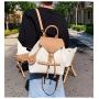 Schoolbag Female College Student Retro Backpack Ins 2024 New Fashion Leisure Backpack Thread Zipper Bucket Backpack