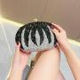 2024 Luxury Crystal Bridal Clutch Bag for Women Black Handbag Purse with Metal Minaudiere Evening Party Gifts sac tendance 2024