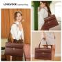 LOVEVOOK 15.6 in Vintage Leather Computer Bag Briefcase Office Business Handbag for Women Work Tote Laptop Bag with Clutch Purse