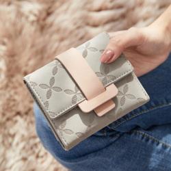 2024 Autumn New Short Wallet Korean Ins Fresh And Fashionable Flower Pattern Buckle Women's Student Zero Customs Wallet