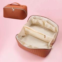 Gelory Fashion Custom PU Leather Luxury Diamond Design Zipper Makeup Organizer Bag Travel Women Cosmetic Pouch Bag