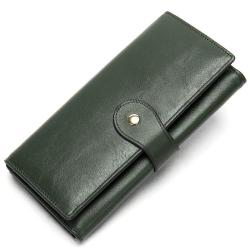 Fashion Retro Genuine Leather RFID Blocking Long Wallets Large Capacity Women Trifold Wallets Phone Holder Clutch Travel Purse