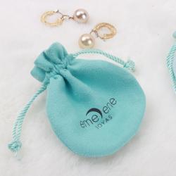 Wholesale Silver Hot Stamping Logo Packing Microfiber Suede  Drawstring Pouch Soft Suede Microfiber Gift Bag