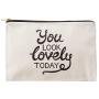 Gelory Wholesale Custom Travel Makeup Bag Golden Zipper Canvas Pouch Bag Reusable Plain Cotton Toiletry Bag