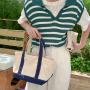 Modern Color Contrast Design Canvas Tote Bag Ladies Fashion Handbags Leisure Hand Bags Cheap Cotton Canvas Tote Bag
