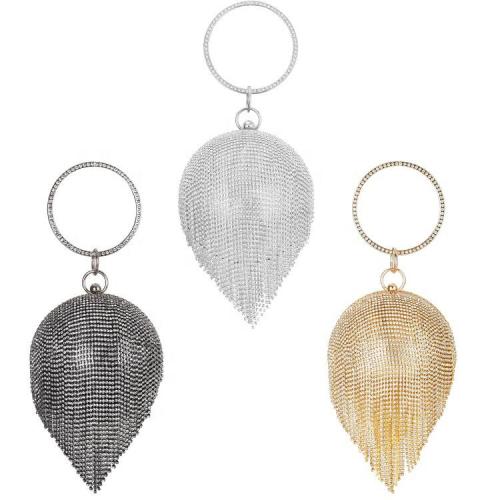 Factory wholesale bulk sale round globular purse rhinestone tassels evening bags women handbags elegant party wedding bags pochette femme