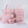 Keymay High Quality Fashion DIY Personalized Chenille Patches Girls Waterproof Gym Tote Bag Womens Handbag Nylon Tote Bag