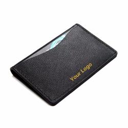 Luxury New Designer Custom Genuine Saffiano Bifold Card Holder Unisex Mini Card Package Business Leather Card Holder Wallet