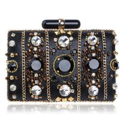 Factory Wholesale Hot Style black Dinner Bag Fashion Rhinestone Bead Embroidery Banquet Clutch Bag Ladies Dress Evening Bags