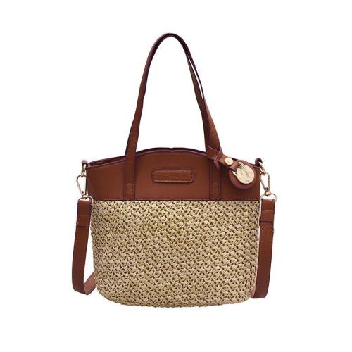 2024 fashion straw bucket bag new ladies design shoulder bag simple fashion atmosphere popular handbag