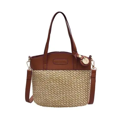 2024 fashion straw bucket bag new ladies design shoulder bag simple fashion atmosphere popular handbag