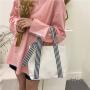 Top Quality Fashion Large Capacity Shoulder Bag Women Daily Canvas Tote Shopping Handbag With Striped Bow Handle