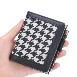 ZR522 Fashion Versatile Woman Short Wallet Lattice Card Holder Case Girl  Purse Female Money Clip Billfold Zipper PU Leather
