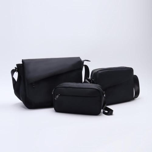 Custom Logo Design Men's Weekender Cross Body Bag Work Fitness Belt Bag Black Nylon Crossbody Messenger Bag Boys Waist Pack