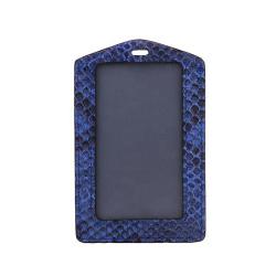 Snake skin leather business name tag ID badge card holder with lanyard