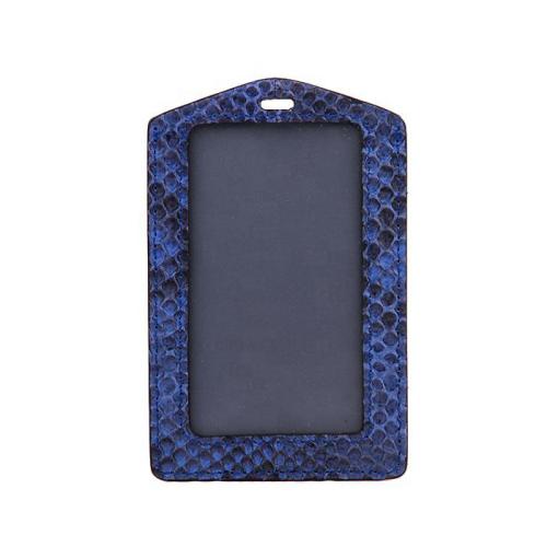 Snake skin leather business name tag ID badge card holder with lanyard
