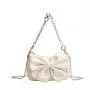 Hot Selling Women's PU Leather Handbag Lovely Bow-Knot Soft Fashionable Dress Style Vintage National Pearl Chain Summer Autumn