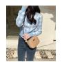 HR433 Printed Wide Shoulder Strap Crossbody Small Square Bag Women Wave Pattern Embroidered Bag PU Leather Camera Storage Bag
