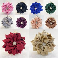 Fashion ladies shoulder bags round wedding party bags women purses red flower handbags  velvet evening bags wholesale