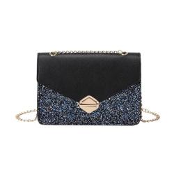 2024 New Fashion Women's Joker PU Shoulder Messenger Bag Wholesale Personalized Sequin Small Square Bag Portable Single Strap