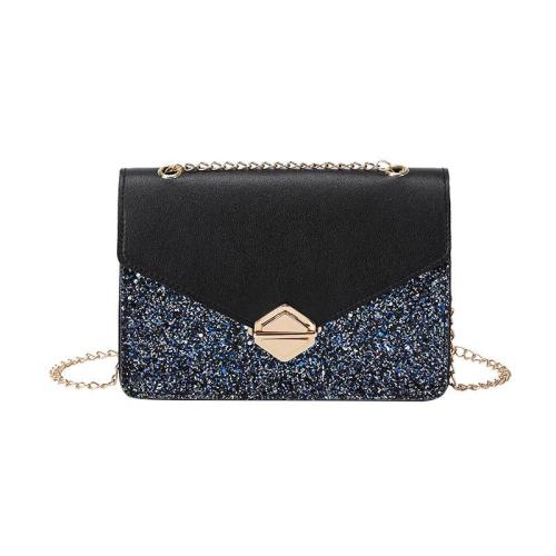 2024 New Fashion Women's Joker PU Shoulder Messenger Bag Wholesale Personalized Sequin Small Square Bag Portable Single Strap