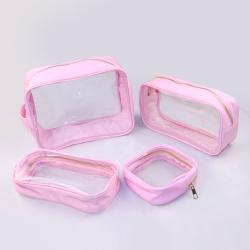 Waterproof Nylon PVC Toiletry Bag Portable Handle Transparent Travel Storage Pouch Toiletry Make up Bag Clear Cosmetic Bag