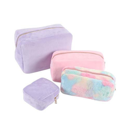 New Arrival Fashion Cute Women Makeup Organizer Zipper Pouch Custom Logo Super Soft Girls Terry Cosmetic Bag