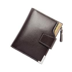 OEM015 Hot Sale Soft Leather Men Short Wallets Business Leisure 3 Folds Hasp Zipper Credit Card Holder Wallet Purse For Men