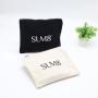 Eco-Friendly Canvas Gold Zipper Makeup Bag Natural Black Custom Logo Cotton Canvas Makeup Cosmetic Pouch