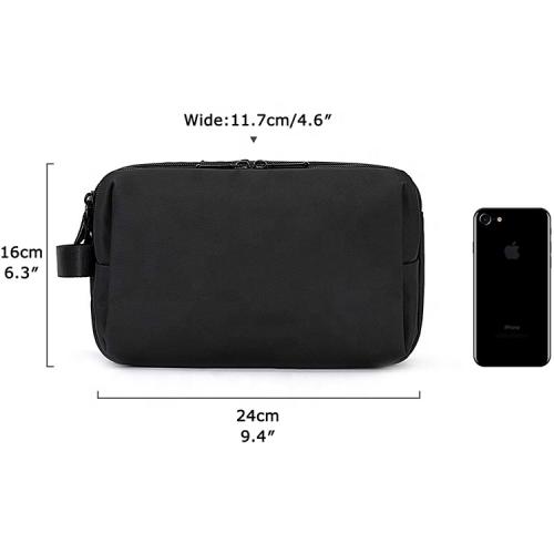 Luxury Large Cosmetic Bag Vegan Leather And Canvas Toiletry Bags Custom Leather Pattern Washed Canvas Toilet Bag With Handle Men