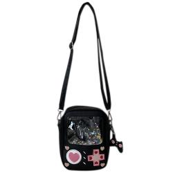 Custom transparent PU pin display messenger shoulder bags crossbody ita bags