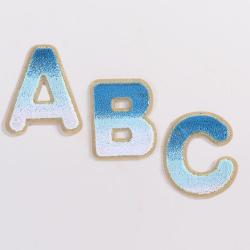 Factory Digital Toothbrush Embroidery Chenille Initial Patches Self Adhesive 26 Alphabets Patch Gradient Single Letter Patches