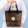 Gelory Japanese Ins Wind Small Daisy Transparent Portable Travel Storage Portable Pvc Tote Beach Bag