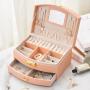 Wholesale high grade PU leather custom jewelry box packaging three layer double drawer multi grid storage box