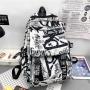 New Large Capacity Graffiti Student Bag Street Cool Male Backpack Female College Student Travel Bag