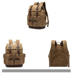 2023 hot sale Fashion Waxed Canvas men's backpack waterproof college student bookbag outdoor travel bag laptop backpack for men